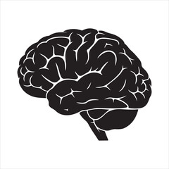 Human Brain Line Art Silhouette Vector Illustration, Minimal Creative Design