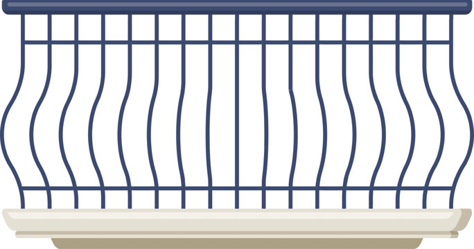 Balcony railing decorative curved metal bars architectural element