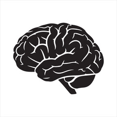 Human Brain Line Art Silhouette Vector Illustration, Minimal Creative Design