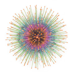 Abstract Glowing Orb with Radiant Streaks and Colorful Particles
