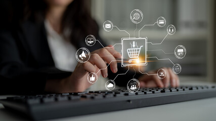 Omni-channel marketing and online shopping strategies, cross-platform customer experience, brand unification, and integrated marketing communication across digital channels. Spline
