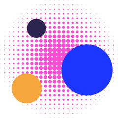 Colorful circles creating abstract halftone pop art background