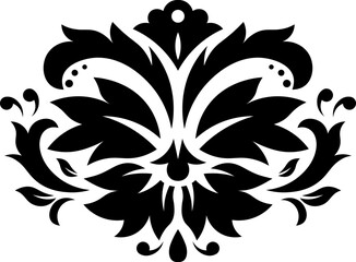 Black damask floral ornament creating elegant design template