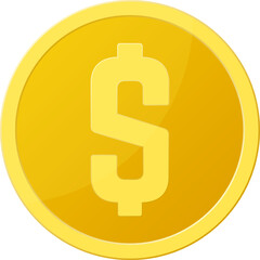 Golden dollar coin illustrating finance economy and payment concepts