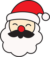 Delightful illustration of a jolly bearded figure wearing a classic red hat, embodying the spirit of winter festivities and joyful celebrations with a friendly smile