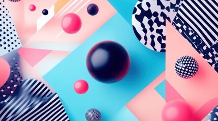 Fototapeta premium Abstract Geometric Composition with Spheres and Patterns.