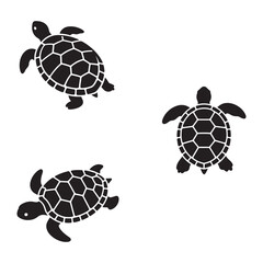Obraz premium vector silhouette of Slow Turtle Walking Forward