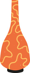 Abstract orange decorative vase with curvy lines art