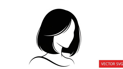 Silhouette of a woman with short black hair and a minimalist design on a white background vector image
