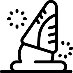 Windsurfing board gliding swiftly over water, creating ripples and splashes, symbolizing speed, agility, and the thrill of watersports