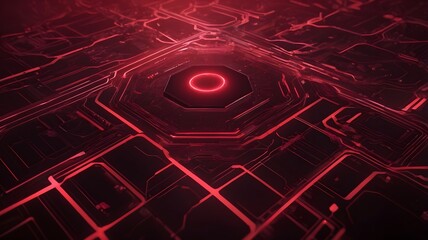 Dynamic red digital network with glowing core for futuristic tech, data and ai concepts, offering a modern and vibrant cybernetic aesthetic