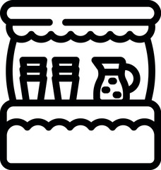 Street food stall with disposable cups and a pitcher full of refreshing juice, perfect for a quick snack or beverage