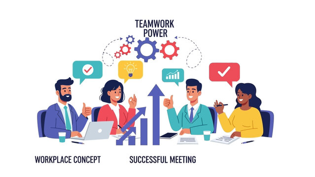 Successful Teamwork and Collaboration in Business Meetings Driving Growth and Productivity
