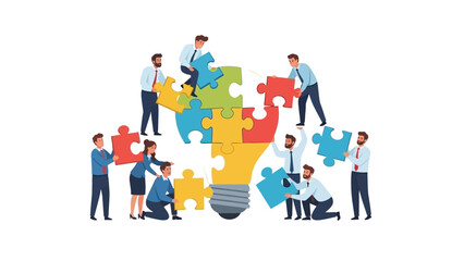 Teamwork Building Ideas Jigsaw Puzzle Light Bulb Concept