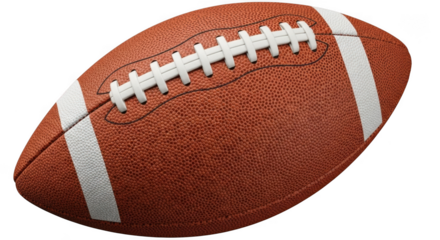 Brown american football with white stripes close up athletic equipment image transparent background white background white background