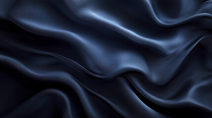 Obraz premium Soft dark blue fabric with smooth flowing folds and gentle texture creating elegant and calming abstract background with subtle light reflections