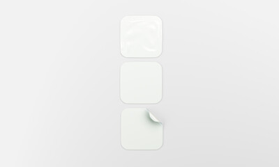Square stickers isolated mockup 3D rendering