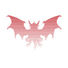Halftone Dragon Silhouette Vector  Flying Dragon Dot Pattern Illustration art