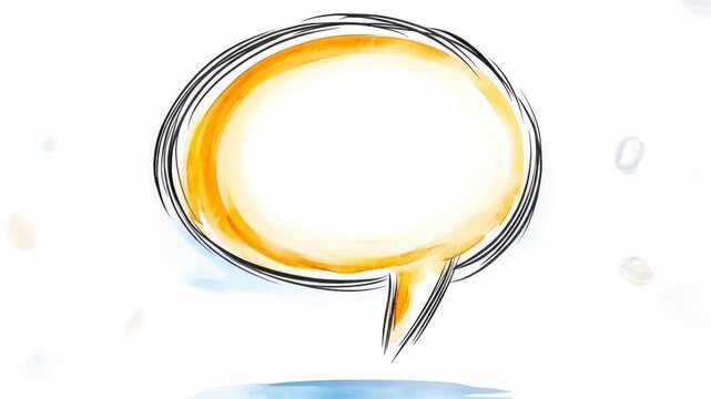 Watercolor speech bubble with colorful abstract elements on white background