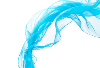 Transparent light blue fabric draped in waves