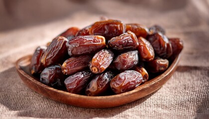 Fototapeta premium Delicious Fresh Dates Medjool Date Fruit Healthy Snack Food Nutrition Vegan Raw Diet Dessert Superfood 100 Organic