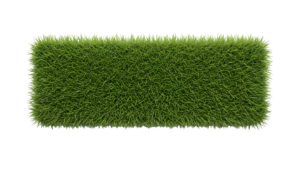 Rectangular patch of green grass isolated on transparent background