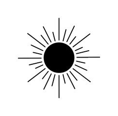 Minimalist sunburst design radiates positive energy and summer vibes, a bold icon