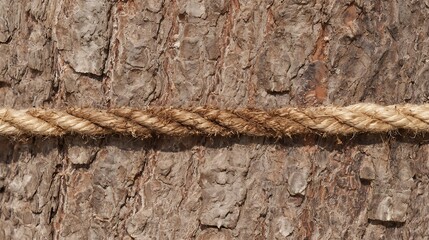 Obraz premium lignin. Close-up of tree bark with rope marks and natural erosion patterns. ESG reports, sustainability campaigns, designed for environmental awareness campaigns, used by presentation designers.