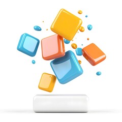 Colorful 3D Abstract Cubes Modern Tech Concept