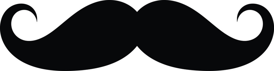 Classic black handlebar mustache icon vector