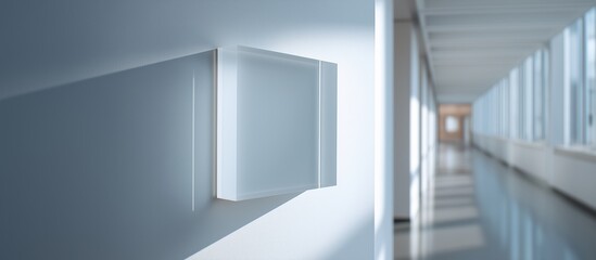 Fototapeta premium Modern Interior Design Featuring Minimalist Wall Panel and Soft Natural Light in a Spacious Hallway Environment