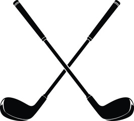 Crossed golf clubs silhouette - sports icon vector
