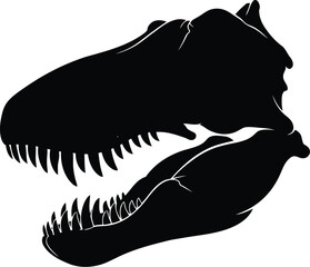 Tyrannosaurus rex skull silhouette vector illustration