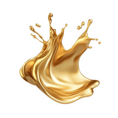 Dynamic golden liquid splash isolated on white background