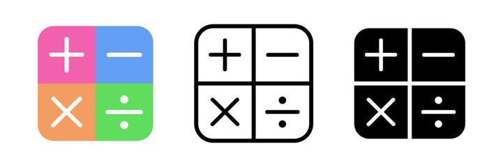 四則演算記号のアイコンセット（ベクター） Four Math Symbols Icon Set Vector