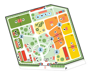 Architectural drawings, drawing of a zoo map, amusement park, master plan, zoo layout, top view for landscape design