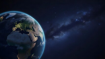 Fototapeta premium clean, high-resolution background of the Earth's curvature against a deep black starry sky. 