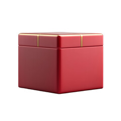 Shiny red gift box with gold trim on black background