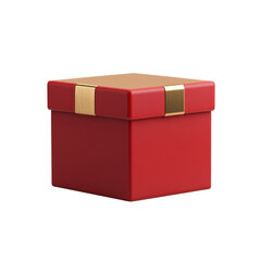 Elegant red gift box with gold accents on white background