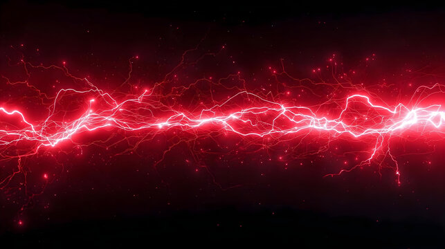 A striking image of a red lightning bolt stretching horizontally across a dark, almost black background on Black background