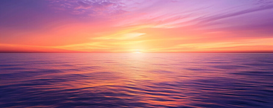 a sunset over the ocean with a bright orange sky - Powered by Adobe