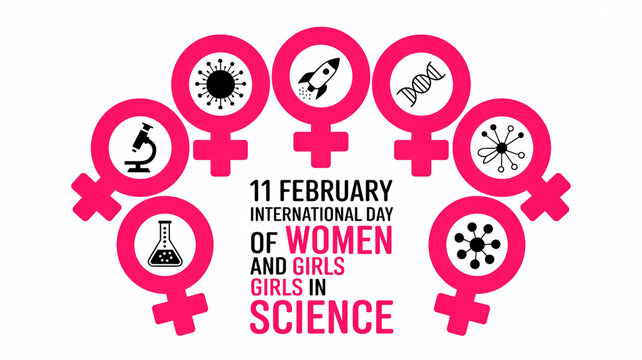 International day of women and girls in science event illustration