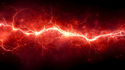 A bright white electrical discharge against a dark red background with branching tendrils of light on Black background