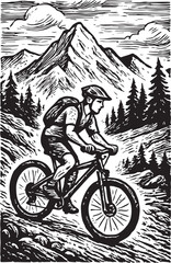 mountain bike down hill vector illustration