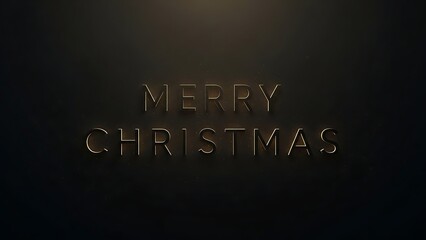 Fototapeta premium Elegant Merry Christmas text with glowing golden letters on dark background