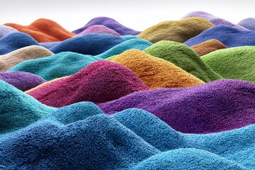 Abstract Colorful Textured Wavy Forms Displaying Diverse Shades and Hues with Bright Lighting