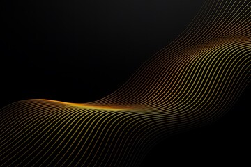 3d illustration of abstract golden wavy particle field flowing across a dark background