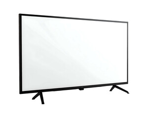 Naklejka premium Modern black flat-panel TV, wide blank white screen, isolated dark