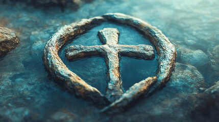 Ichthys, early Christian fish symbol, ancient Christian sign for Christ, minimalist religious iconography, spiritual faith symbol, clean digital illustration ideal  