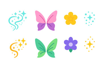 Colorful butterfly and flower illustrations capturing a whimsical spring vibe in a playful design